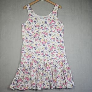 VTG Maggie Lawrence Dress Womens L Floral Prairie Cottage Pleated Skirt Sport